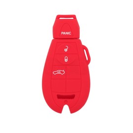SEGADEN Silicone Cover Protector Case Holder Skin Jacket Compatible with DODGE JEEP CHRYSLER 4 Button Smart Remote Key Fob CV4752 Red