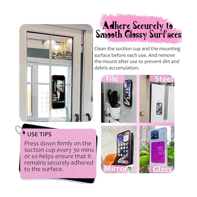 Gray 24 Suction Cup Silicone Mobile Phone Grip Holder with