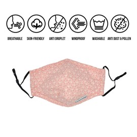 5 Pack 3-Layer Fashion Protective, Reusable Cotton Fabric, Unisex Black Cotton, Washable with Air Port for Carbon Filter (Pink-5Pack)