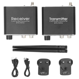 2.4G Wireless Audio Transceiver No Delay Audio Transmitter Receiver Adapter RCA 3.5mm Input Output 100‑240V UK Plug