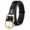 CHAOREN Womens Belt - Black Belt With Gold Buckle Women