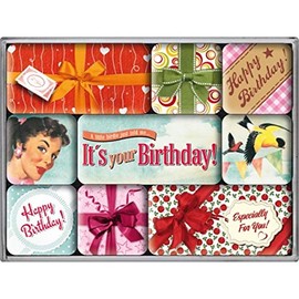 Nostalgic Art 83052 Say it 50's Happy Birthday, Magnet Set 9-Piece