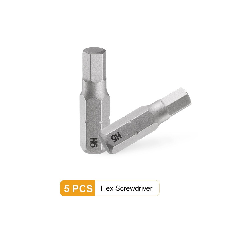 sourcing map 5pcs H5.0 Hex Screwdriver Bit 1/4" Hex Shank
