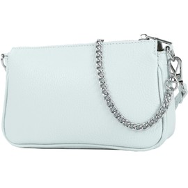 modamoda de - T237 - Shoulder Bag Small Small Made of Italian Leather, ice blue