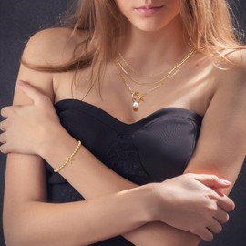 Coshilta Gold Beaded Bracelets for Women, 14K Gold Plated K Initial Bracelets Trendy Strand Stretch Bracelet for Women, Dainty Gold Letter Bracelets for Women, Jewelry Gifts for Women