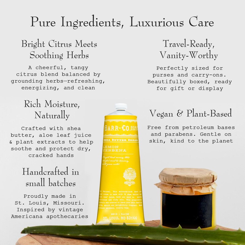 BARR-CO. Soap Shop Hand Cream Lemon Verbena, Tangy Citrus Scent