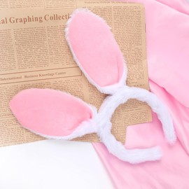 SeBneny Easter Bunny Ears Headband for Women Rabbit White Ears Headband Animals Plush Hairbands