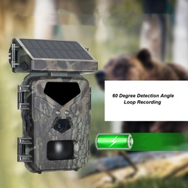 Cámara de Rastreo Solar, 20MP 1080P 30fps 2500mAh Cámara de Rastreo de Caza de Vida Silvestre de Juego Solar, con ángulo de Detección de 60 Grados, Cámara de Visión Nocturna