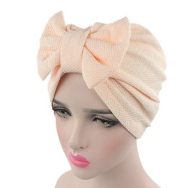 beauty YFJH Womens Bowknot Stretch Hijab Turban Headwear Cap (Light Pink)