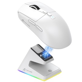 MAMBASNAKE Attack Shark X6 Wireless Gaming Mouse,RGB Magnetic Charging Dock,X3 Upgrade, 49g Ultralight 2.4GHz/BT5.2/USB-C Tri-Mode,PAW3395 Sensor 26KDPI,G502 Programmable Mice for Win/Mac - White