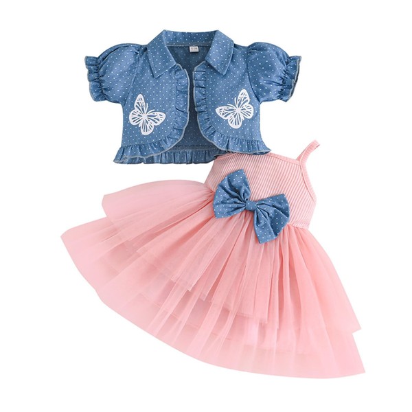 XIXIMAON Baby Girl Summer Outfits Bow Sleeveless Tulle Skirt Dot