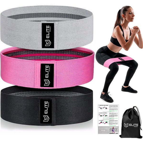 Elite Fitness Bandas de Resistencia Paquete con 3 + Bolso,