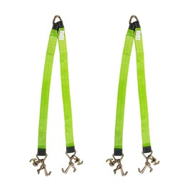 Mytee Products (2 Pack) Tow Straps V Bridle 3" x 48" w/RTJ Clusters, Hi VIZ/HI Abrasion Green Webbing, 5400 lbs WLL | Recovery V Strap w/Reinforced Webbing for Towing, Wrecker, Rollback, Car Hauler