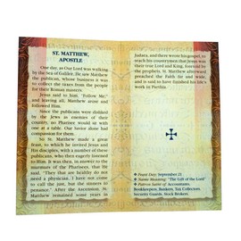 William J. Hirten Deluxe Catholic Holy Card with Traditional Prayers (Saint Matthew)