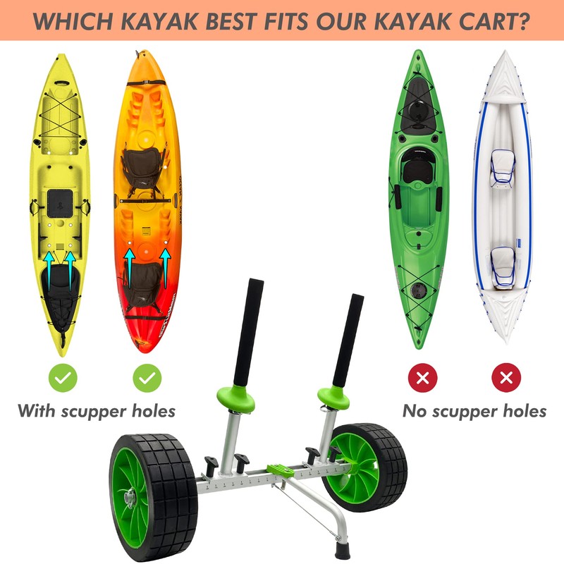 Codinter Kayak Cart, Sit-On-Top Kayak Cart Dolly Scupper Kayak Trolley