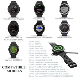 Charger Dock for Garmin Vivoactive 5/4/3,Garmin Fenix 7/7S/7X/6/6S/6X Pro/5/5S/5X Plus, Forerunner 45/245/255/745/945/955/185, Instinct, 2, 2S Solar, Replacement USB USB-C Charging Dock