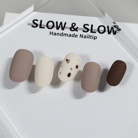 [Sl&Sl Nail Tips] Matte Brown Stained Nails – Square / [슬앤슬네일팁] 매트 브라운 얼룩 네일 - 스퀘어