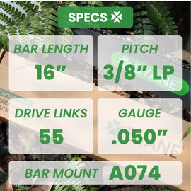 Byane 16-Inch Carbide Chainsaw Bar and Chain Combo for Stihl, 3/8" LP Pitch, .050" Gauge, 55 Drive Links, Fits Stihl MS170 MS180 MS211 MS210 021 MS180C