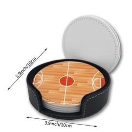 Vibiliyou Drinks Coasters with Holder, Basketball Court, Suitable for Types of Cups, Set of 6, Ideal for Housewarming Gift, Wedding Decoration, Living Room, Office and Bar Decoration