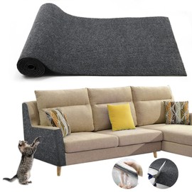 Cat Scratching Climbing Carpet Mat, Self-Adhesive Trimmable Anti Cat Scratcher Couch Furniture Protector from Cat Claws, Cat Post Covered Pad Replacement for DIY Cat Tree (Dark Gray, 15.8" x 40")