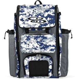 Boombah Catchers Superpack Bat Bag Digital Camo Gray/Royal Blue - 23-1/2" x 13-1/2" x 9-1/2" - Multiple Colors - Holds 4 Bats - Backpack Version (no Wheels)