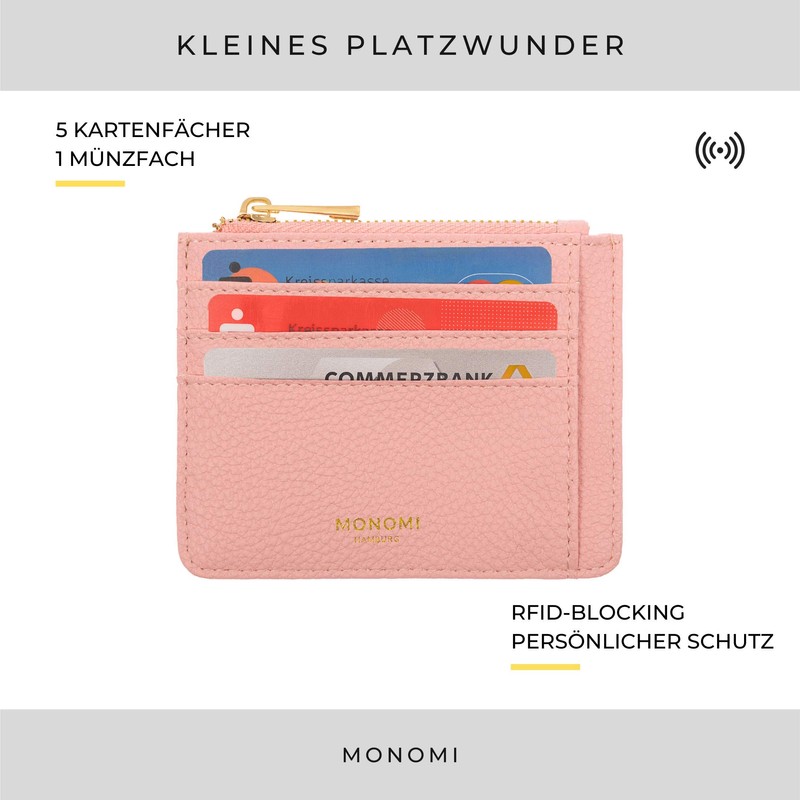 MONOMI Card Holder with Coin Pocket, pink, Classic