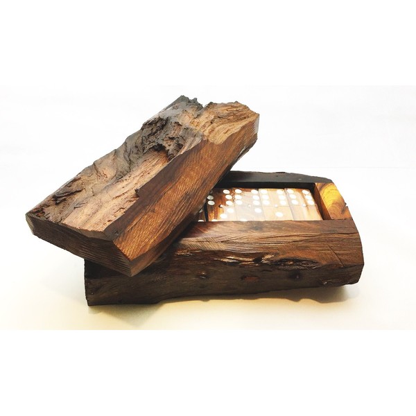 Mexican Train Dominoes - Rustic Hand Carved Ironwood (Palo fierro) Dominos – Dominoes Set Size: Length 10 inches, Width 6 inches, Height 4 inches.