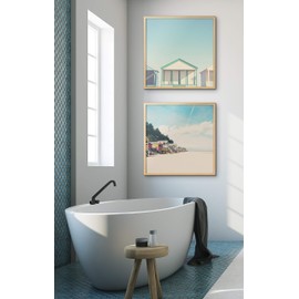 Kate and Laurel Blake Hang Loose Framed Printed Acrylic Wall Art by Laura Evans, 24x24 Natural, Coastal Decor for Wall