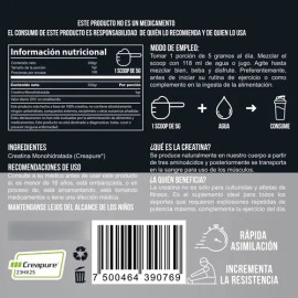 Creatina Monohidratada Creapure Holixlab 500g 100 Porciones                                                                                           
