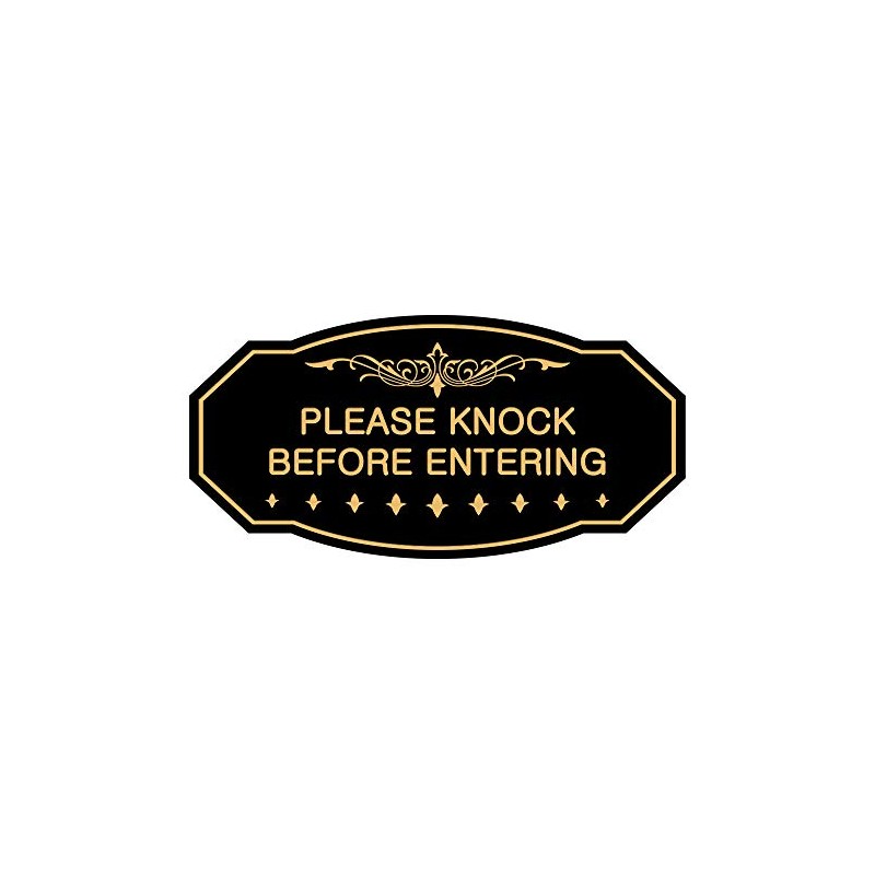 Signs ByLITA Victorian Please Knock Before Entering Sign (Black/Gold) -