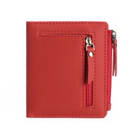 GOIACII Small Women's Wallet Compact Bifold Credit Card Holder Mini Ladies Purse with 2 Zipper Coin Pockets