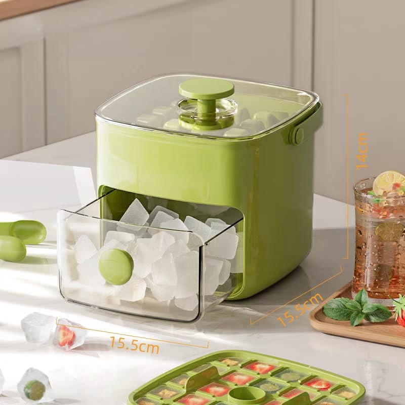 Ice Cube Tray with Lid&Bin&Tong, Easy Release 48pcs Ice Cube