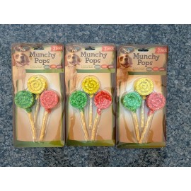 Bow Wow Pals 3 PACKS OF 3 (9 TOTAL) Dog Lollipop Rawhide Chews Treats Lot Of 3 Three Colors!