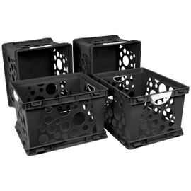 Storex Premium File Crate with Handles – Letter and Legal Document and Folder Storage, Black, 3-Pack (61546A03C)