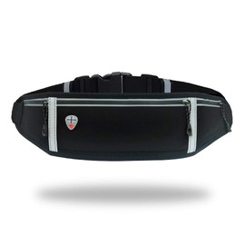 GORWRICH Running Belt with Waterproof Adjustable Elastic Strap, Sweatproof waistpacks with Large Capacity, Perfect for Running and Outdoor Activities (Full Black)