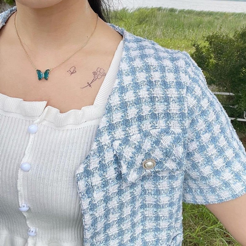 tuzuru Cute Flower Butterfly Tattoo Sticker