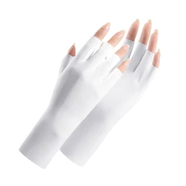 Fukufuku Women's Fingerless Gloves, UV Protection, Tanning, Women's, Short, Gloves, Smartphone Compatible, UV Protection, UPF50+, Cool to Touch, Ultraviolet Protection, Thin, Stretchable, For Cycling