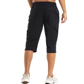 MAGCOMSEN Mens Cargo Shorts Long Shorts Quick Dry 3/4 Length Shorts Knee Length Shorts 3 Quarter Shorts Black, 36