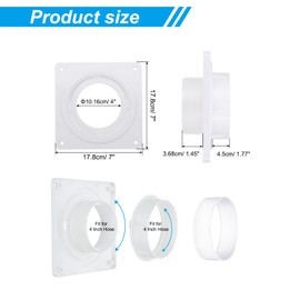 PATIKIL Dryer Vent Connector Kit Fit 4 Inch Ducting, 2 Set ABS Plastic Dryer Vent Wall Plate with Quick Connect and Disconnect Dryer Dock Connector for Dryer Ventilation System, White