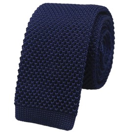 Ctskyte Men's Casual 2" Knit Tie Vintage Necktie Smart Sock Ties Square-Cut, Navy Blue, One Size
