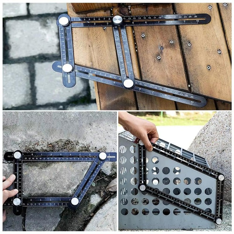 6 Axis Aluminum Alloy Angle Ruler Finder Measuring Drilling Mold
