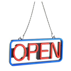 BritTech 21'' X 10'' NEW Ultra Bright LED 2025 Model Neon Open Sign - Remote Controlled - Get Your Business Seen Day or Night(21'' X 10'' Blue/Red)