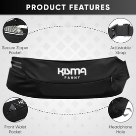 Kisma Running Fanny Pack and Sport Waist Belt for Runners, Hikers, and Travelers, Lightweight Moisture-Wicking Neoprene, Long Adjustable Strap to Fit Men and Women (Blue)