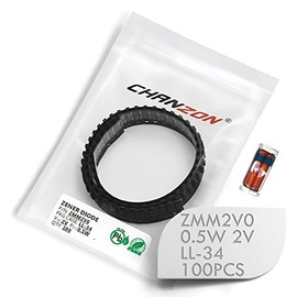 (Pack of 100 Pieces) Chanzon SMD Zener Diode 0.5W 2V ZMM2V0 LL-34 (SOD-80 MiniMELF / 1206) 0.5 Watt 2 Volt Silicon Glass Zener Diodes