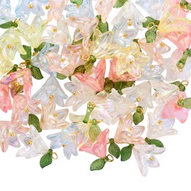 LEGENTLISUR 60 Pcs Flower Charms for Jewelry Making Crafts Jewelry Charms Pendants for Bracelets Necklace Earrings Findings for DIY Keychain Accessory(Mixed Color)