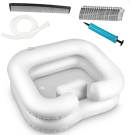Inflatable Shampoo Basin White - Samlomi Portable Hair Washing Bowl/Tub for Bedridden, Disabled,Injured, Elderly, Hair Washtub for Dreadlocks and at Home Sink Washing