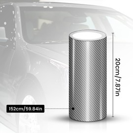 YnGia Carbon Fiber Vinyl Wrap 8 Inch X 5ft Universal Adhesive Sliver Gloss Carbon Wrap Tape Roll for Cars Automotive Interior Exterior DIY