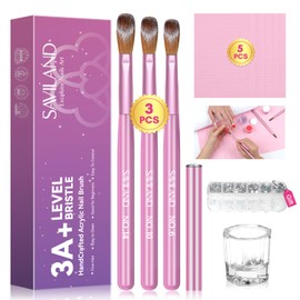 Saviland Acrylic Nail Brushes for Beginners: 3PCS Acrylic Nail Brush Set Size 14 10 6 Nail Brushes for Acrylic Application Pink Handle Acrylic Powder Brush Sturdy Kolinsky Hair Brush Nail Art Kit