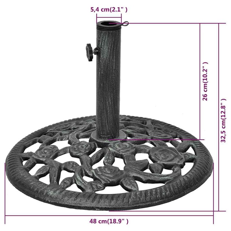 vidaXL 26.5lb Round Umbrella Base for Outdoor, Deck, Patio Parasol