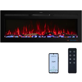 Velaychimney 33" Smart WiFi Electric Fireplace Insert, 13 Flame & Fuel Bed with Automatic Cycle, Fireplace Heater with APP Control & Thermostat, Timer, Recessed and Wall Mounted